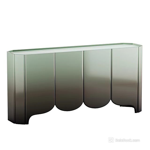 Modern Decorative Cabinet With Mirrored Surface And Gradient Curved Doors Design 3d model