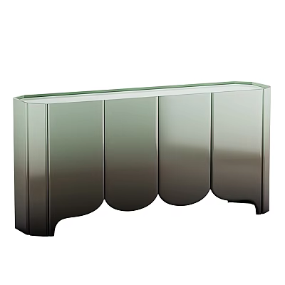 Modern Decorative Cabinet With Mirrored Surface And Gradient Curved Doors Design 3d model