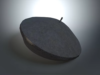Stylish Dark Felt Beret Hat Featuring Round Shape And Small Decorative Detail For Casual Wear 3d model