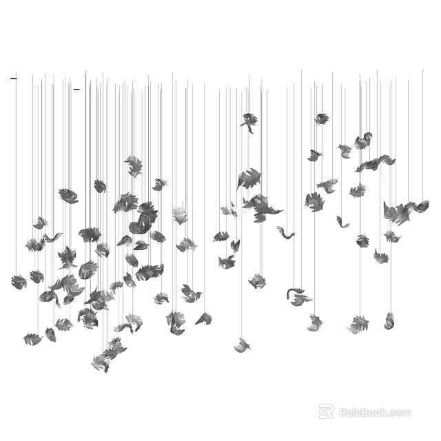 Decorative Hanging Chandelier With Multiple Leaf Shaped Elements For Indoor Decoration 3d model