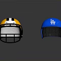 Yellow Black White And Blue Sports Helmets With LA Logo Design For Daily Use