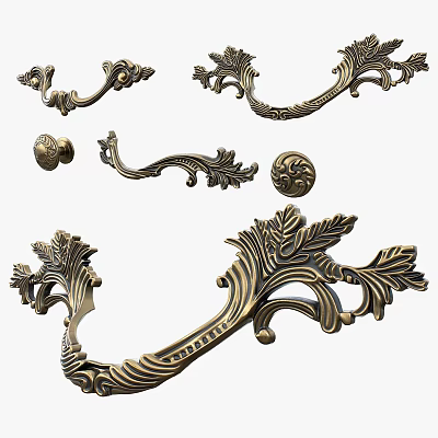 Decorative Brass Door Handles With Ornate Designs And Intricate Patterns For Home Decor 3d model