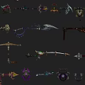 Fantasy Weapons Collection With Swords Axes Staffs Spears and Daggers Designs