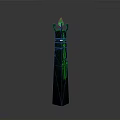 Ornate Decorative Pillar With Green Illuminated Spire And Luminous Patterned Sides For Scene Decoration