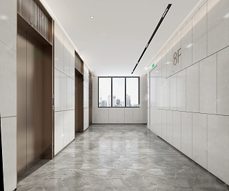 modern elevator hall 3d model