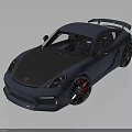 Blue Sports Car With Rear Spoiler Black Red Rims And Sporty Body Design