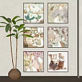Pastel Colored Decorative Wall Art Featuring Floral Animal and Human Themes for Home Decoration