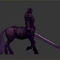 Armored Purple Knight Riding Purple Horse With Red Accents And Sword