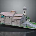 Traditional Stone Building With Red Tiled Roof Bell Tower Stone Steps And Greenery