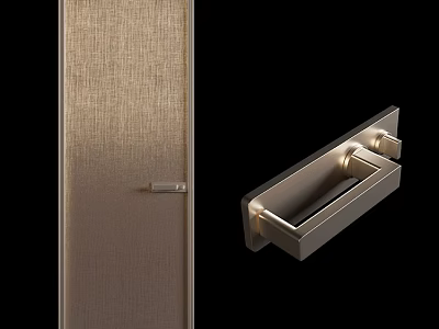 Elegant Modern Swing Door With Brushed Metal Texture And Sleek Handle 3d model