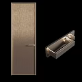 Elegant Modern Swing Door With Brushed Metal Texture And Sleek Handle 3d model