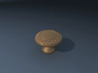 Golden Round Dining Table With Carved Decoration On Top And Base 3d model