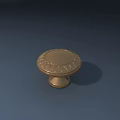 Golden Round Dining Table With Carved Decoration On Top And Base