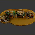 Traditional Colorful Deity Sculptures Handcrafted With Intricate Golden Decoration And Base