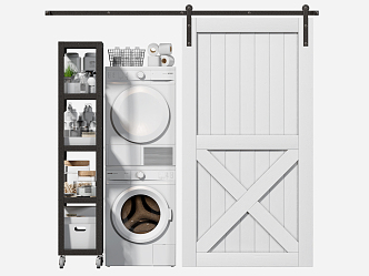 modern barn door washing machine barn door 3d model