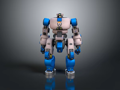 Game Movie Character Blue Gray Mechanical Robot With Detailed Armor Design 3d model