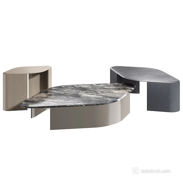 Modern Coffee Table With Marble Top And Sleek Geometric Support Structure 3d model
