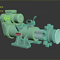 Green Industrial Pump Motor With Silver Fins Red Label And Base