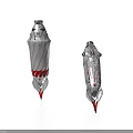 Detailed White And Red Fountain Pen Nibs With Textured Design Features