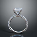 Elegant Silver Ring With Large Center Diamond And Small Side Stones 3d model