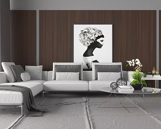 Modern Multiplayer Sofa Coffee Table 3d model