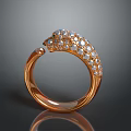 Leopard Head Shaped Rose Gold Ring With Sparkling Diamond Details