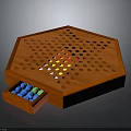 Kids Wooden Hexagon Board Game with Colorful Balls and Drawer Storage
