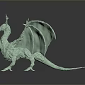 Winged Mythical Dragon Game Movie Character Light Green 3D Model With Reflective Surface