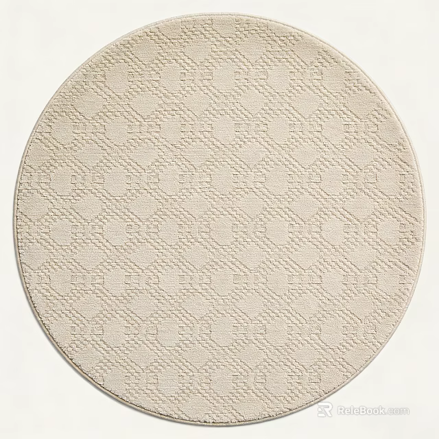 Round Beige Geometric Pattern Soft Texture Rug For Living Room Decor 3d model