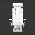 White Airplane Seat With Orange Seatbelts Adjustable Headrest And Armrests