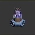 Cartoon Style Car With Blue Brown Purple Wheels Transparent Roof Red White Seats Green Headlights