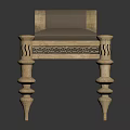 Classic Wooden Bench With Carved Details Upholstered Seat Ornate Legs And Elegant Design
