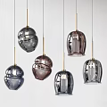 Modern Glass Pendant Lights With Various Colors Gold Details And Decorative Hanging Design