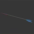 Blue Arrow Weapon With Metallic Shaft Sharp Arrowhead And Reflection On Black Background