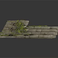 Sleek Modern Stone Structure With Gray Steps And Green Climbing Vines 3d model