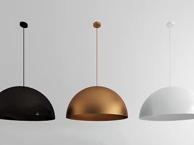 Modern Dome Shaped Pendant Lights in Black Gold and White for Interior Design 3d model