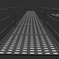 Industrial Metal Grating Bridge Featuring Perforated Floor Panels and Railings