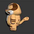 Cute Cartoon Style Cat Sculpture With Brown White Stripes And Adorable Decorative Design