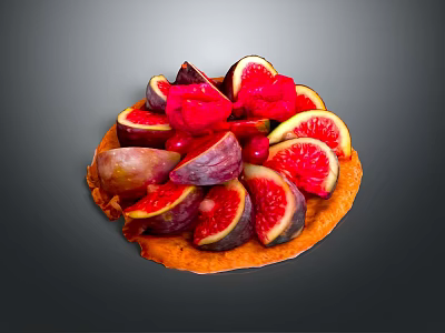 Fresh Fig And Red Berry Fruit Tart With Crispy Golden Crust 3d model
