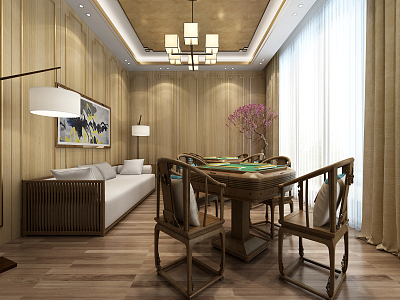 New Chinese Chess and Cards Room Tea House 3d model