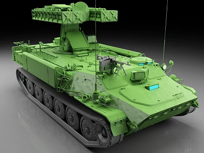 Green Military Armored Tank With Tracks Turret Antenna And Weapon System 3d model