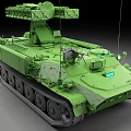 Green Military Armored Tank With Tracks Turret Antenna And Weapon System