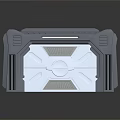 Futuristic Metallic Scene Component With Symmetric Frame Panel Circular Vents And Reflective Surface 3d model