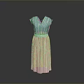 Stylish Striped Sleeveless Dress With Cinched Waist Design And Knee Length Cut