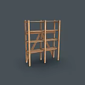 Wooden Multi Tiered Shelving Unit With Simple Design And Sturdy Structure 3d model