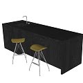 Modern Black Bar Counter Design With Sleek Surface And Yellow Stools 3d model