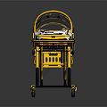Yellow Medical Stretcher Trolley With Transparent Cover And Mobile Wheels