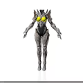 Futuristic Humanoid Design Featuring White Mechanical Armor Yellow Accents And Intricate Patterns