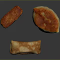 Assorted Savory Food Items Including Fried Patty Pancake Roll and Sauced Bun