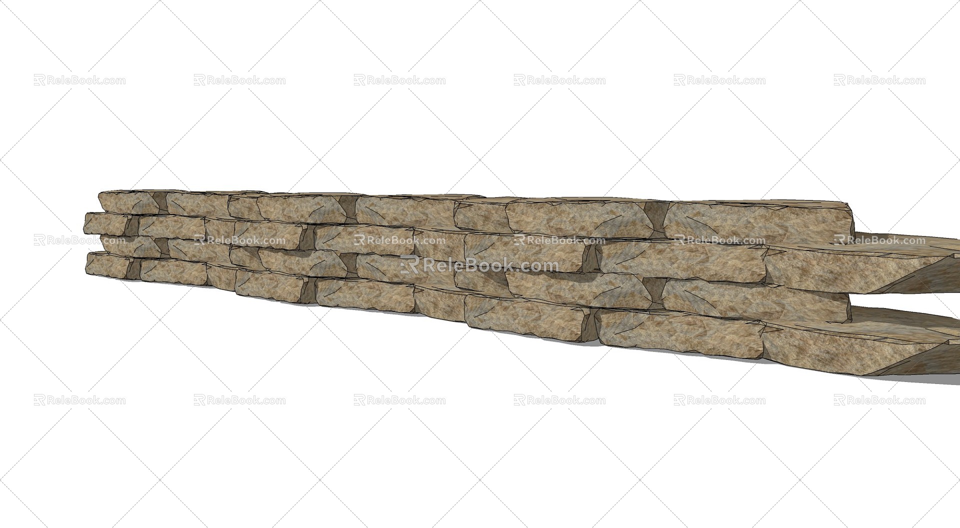 Modern retaining wall rubble stone block slope rockfill retaining wall model